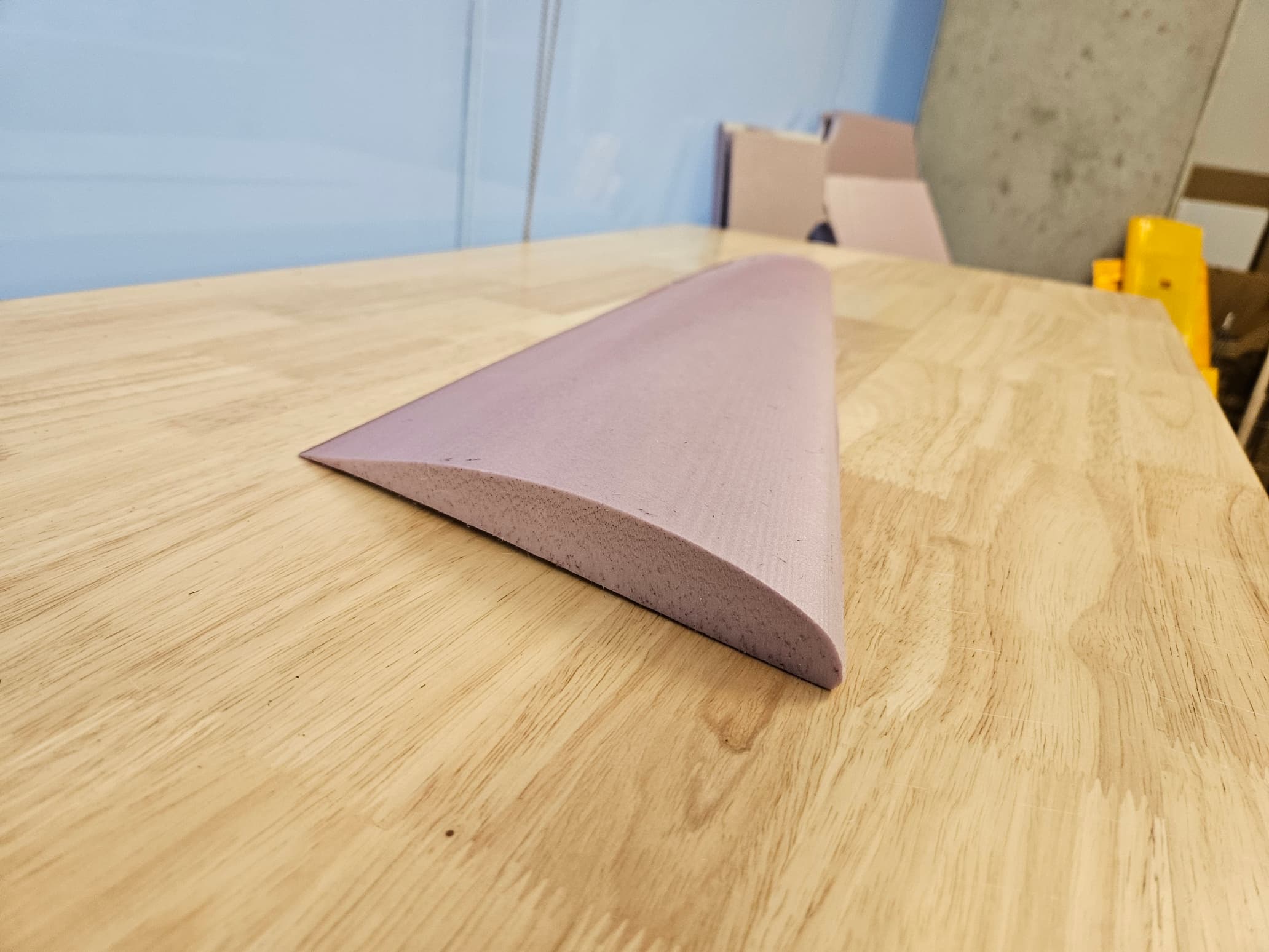 Cut foam profile on a workbench