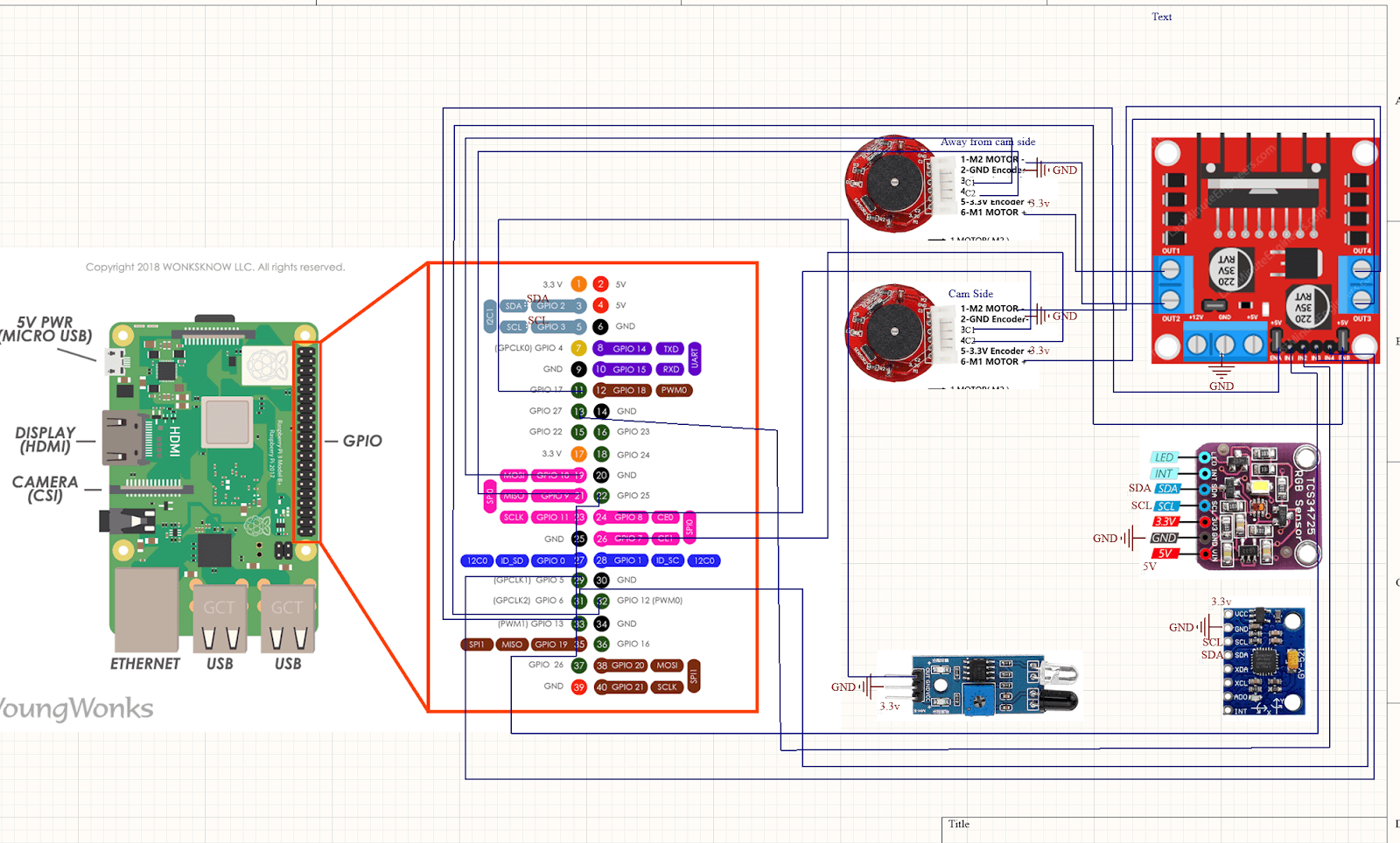 Electronics wiring diagram for the autonomous payload